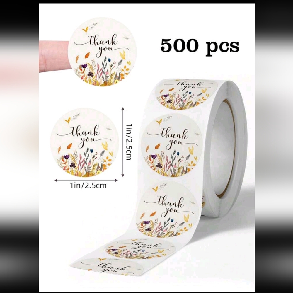 500 Floral Stickers  Thank  You Stickers Perfect For Sellers